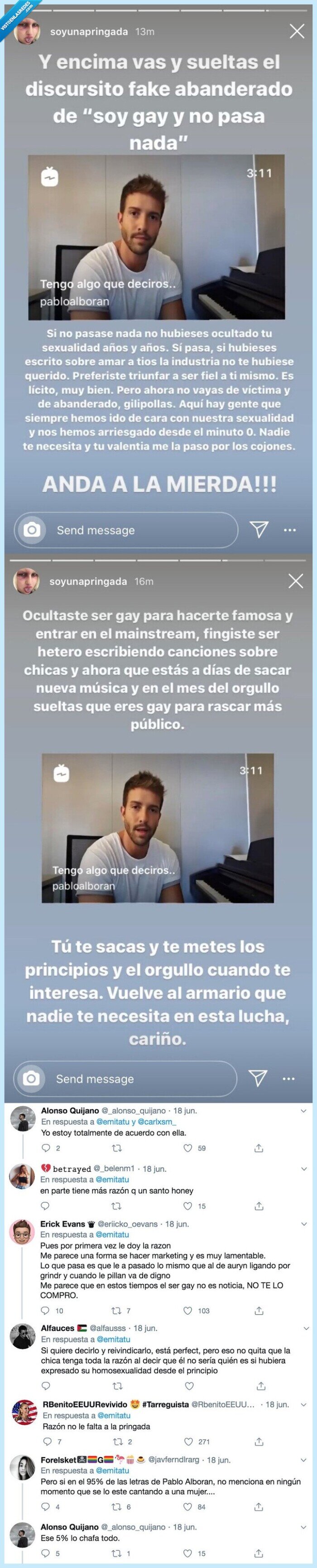 pablo alboran,armario,oportunista,soy una pringada