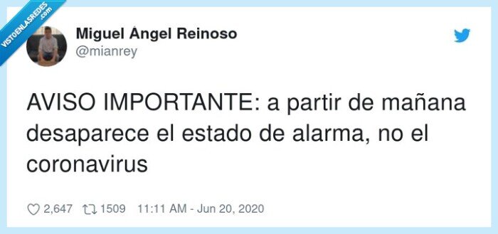 coronavirus,importante,desaparecer,mañana,estado de alarma