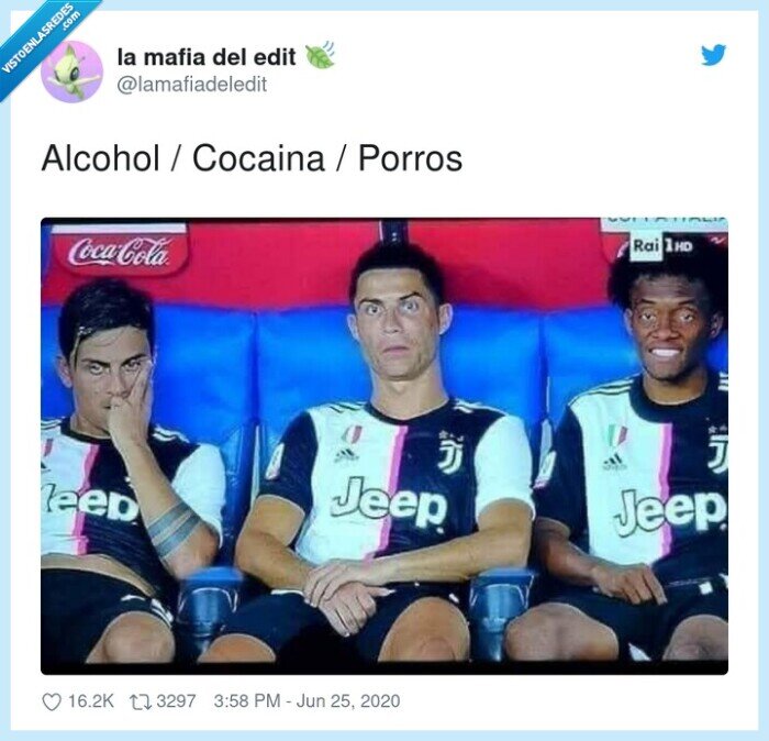 drogas,dybala,cuadrado,cristiano ronaldo,juventus,efectos