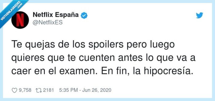 hipocresía,spoilers,netflix,quejas,examen