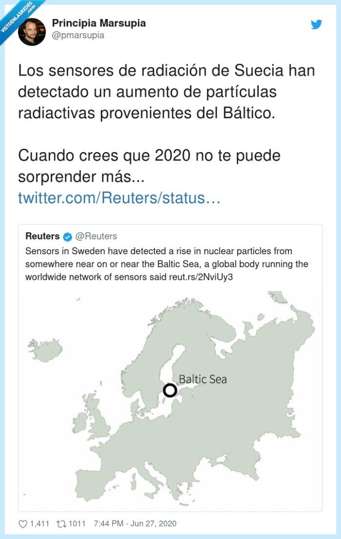 partículas radiactivas,radiación,suecia,detectado