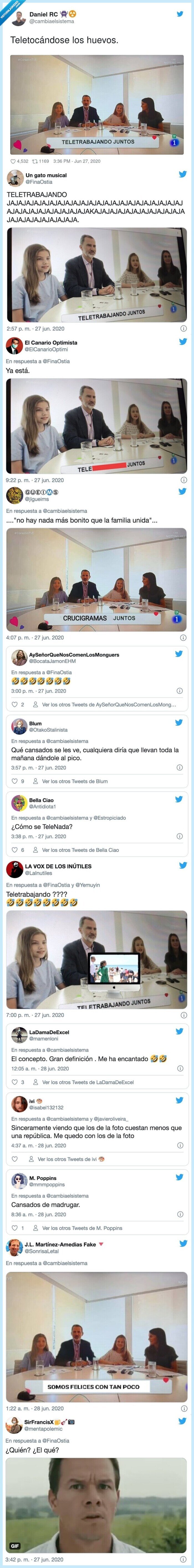 teletocándose,huevos,teletrabajo,casa real,reyes