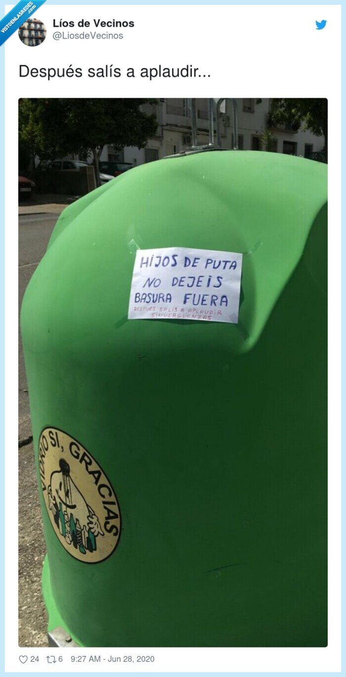 después,aplaudir,contenedor,basura