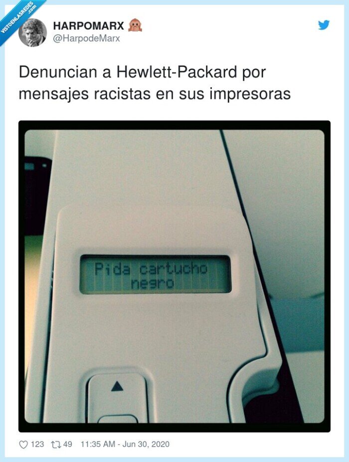 hewlett packard,impresora,denunciar,mensajes,racistas