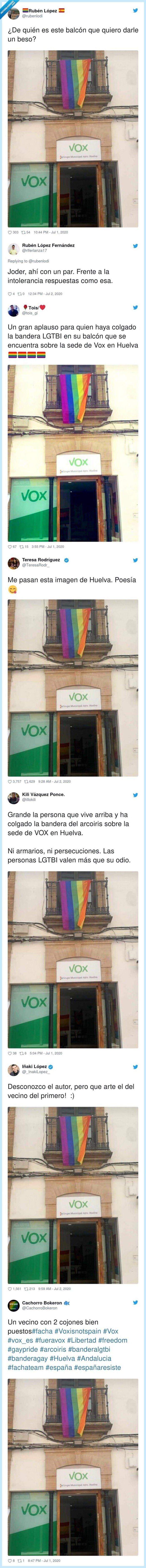 vox,vecino,huelva,LGTBI,bandera,balcón