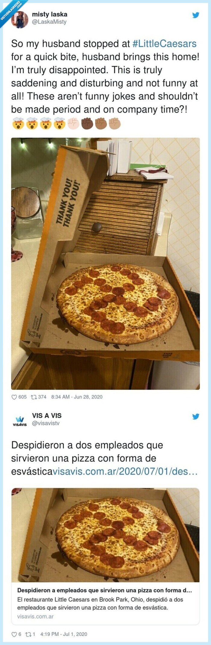 619730 - Pidieron una pizza y lo que se encontraron dentro provocó el despido de dos trabajadores y una ola de incredulidad en las redes sociales