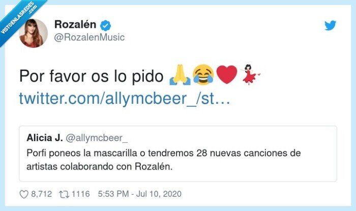 Rozalén,mascarilla,canciones,artistas,coronavirus,confinamiento