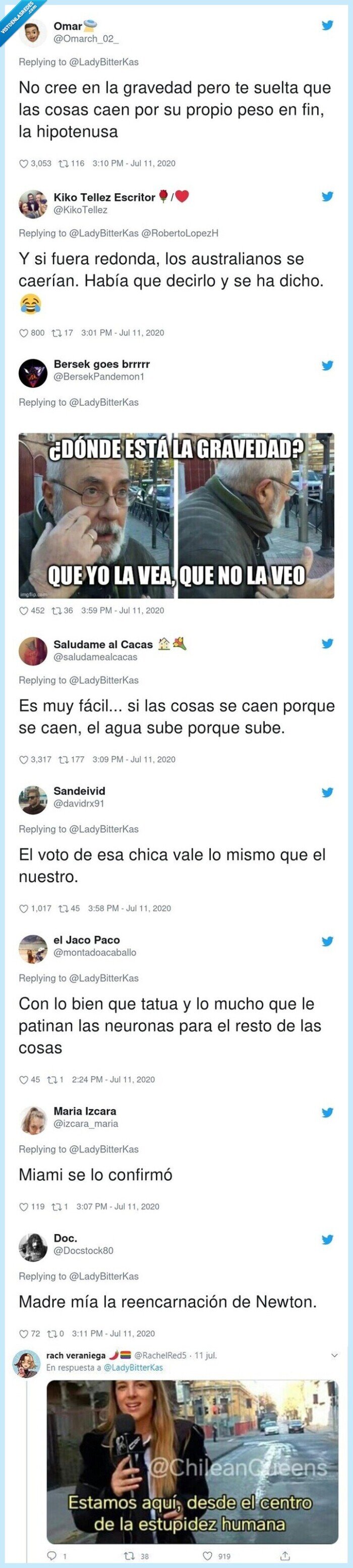 628832 - Twitter trollea sin piedad a una influencer terraplanista que niega la existencia de la gravedad