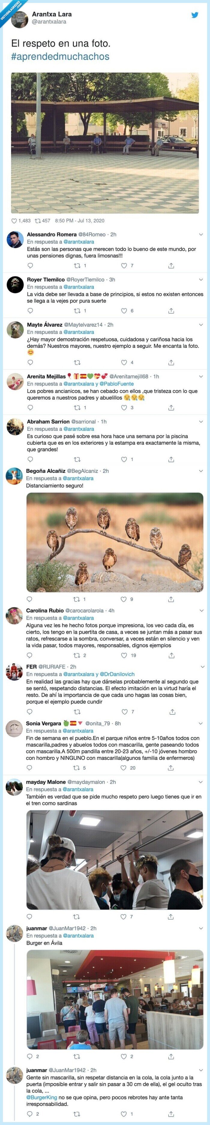 aprendedmuchachos,respeto,foto,tercera edad,mayores,ancianos,coronavirus,distancia social