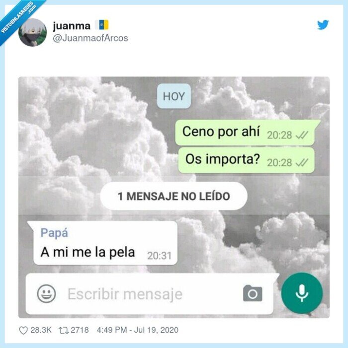 padre,whatsapp,cena,conversación
