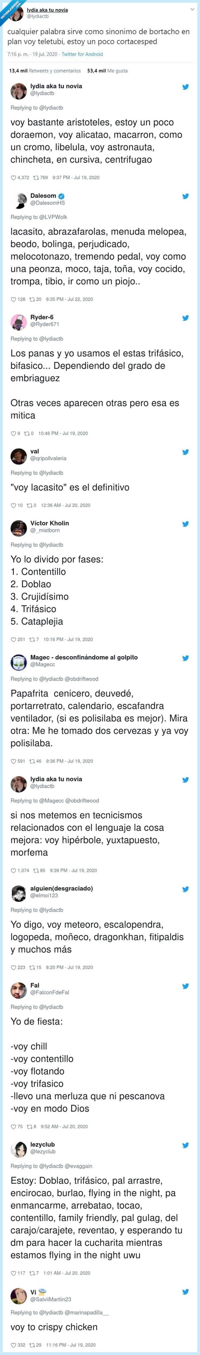 borrachera,sinónimos,palabras,twitter