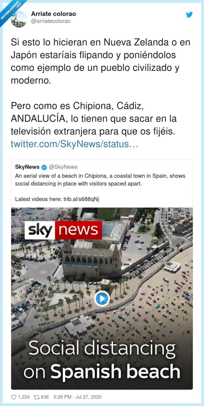 643224 - La playa de Cádiz que se ha convertido en un ejemplo mundial por cómo cientos de bañistas han respetado la distancia entre ellos