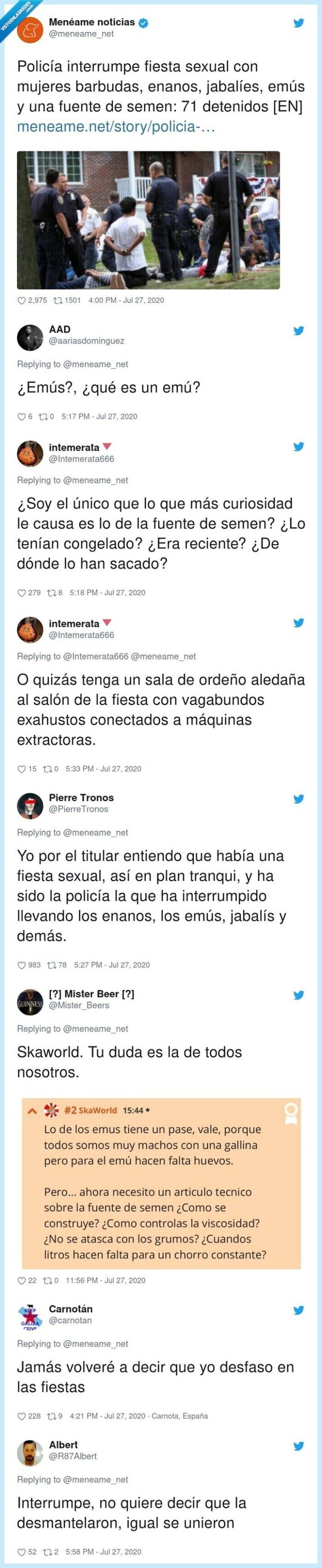 fiesta,loca,mujer,barbuda,enanos,policía