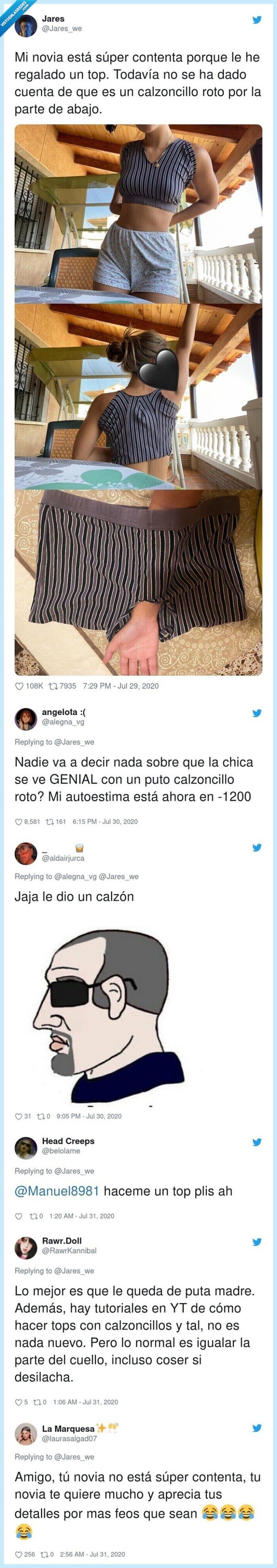 Convierte unos calzoncillos rotos en un regalazo para su novia y