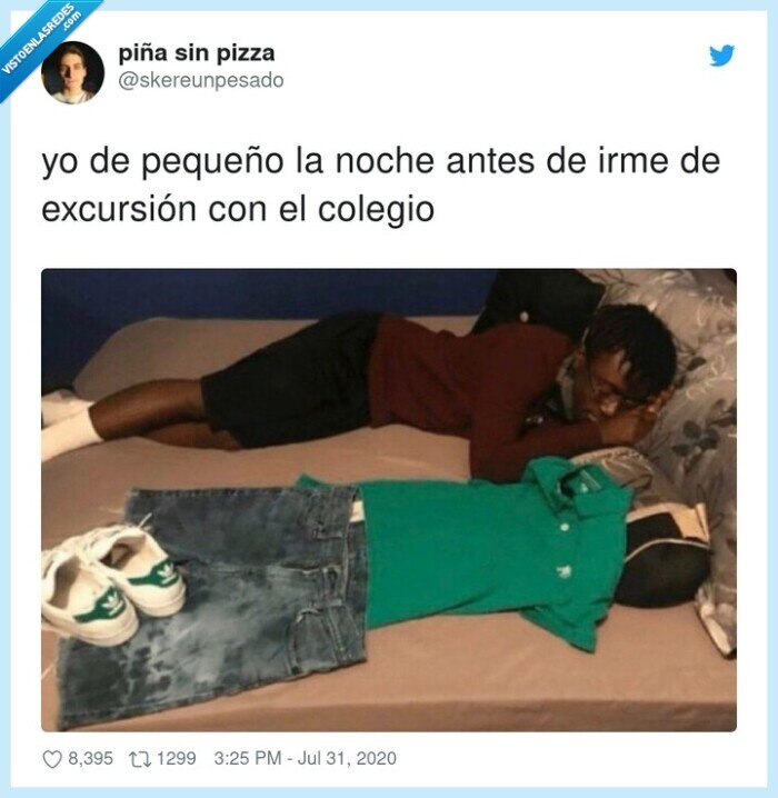 excursión,pequeño,colegio,noche,antes,ropa,preparada