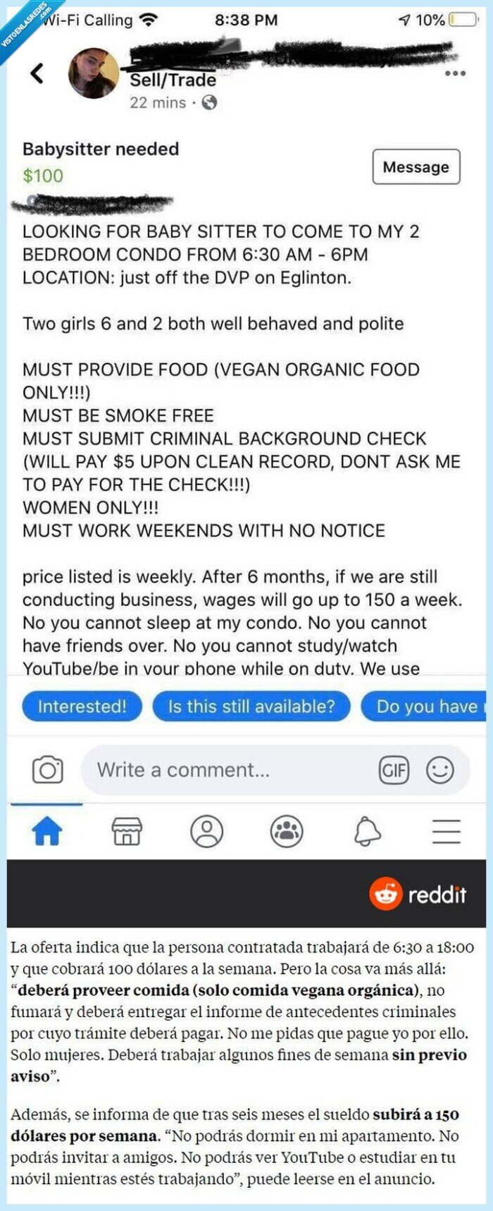 oferta,canguro,condiciones,indignante,sueldo