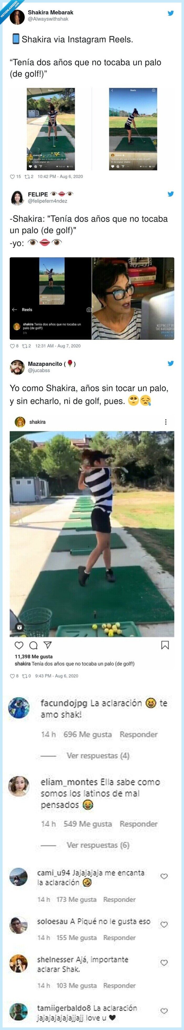 shakira,golf,palo,instagram,aclarar,redes