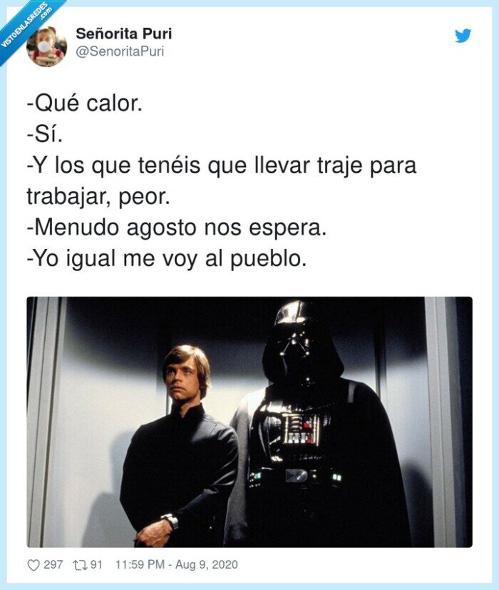 agosto,trabajar,traje,calor,darth,vader,luke,starwars