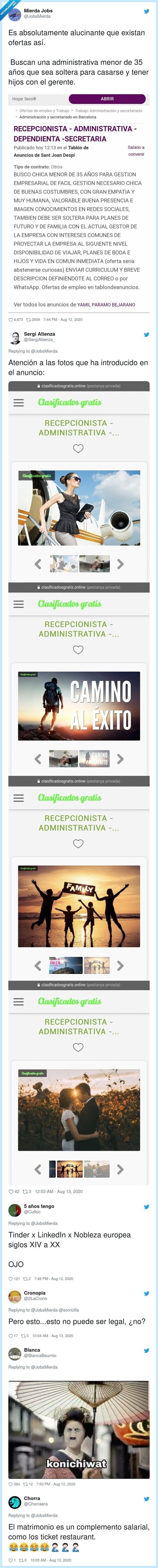recepcionista,oferta,trabajo,mujer,administrativa,gerente,hijos,soltera