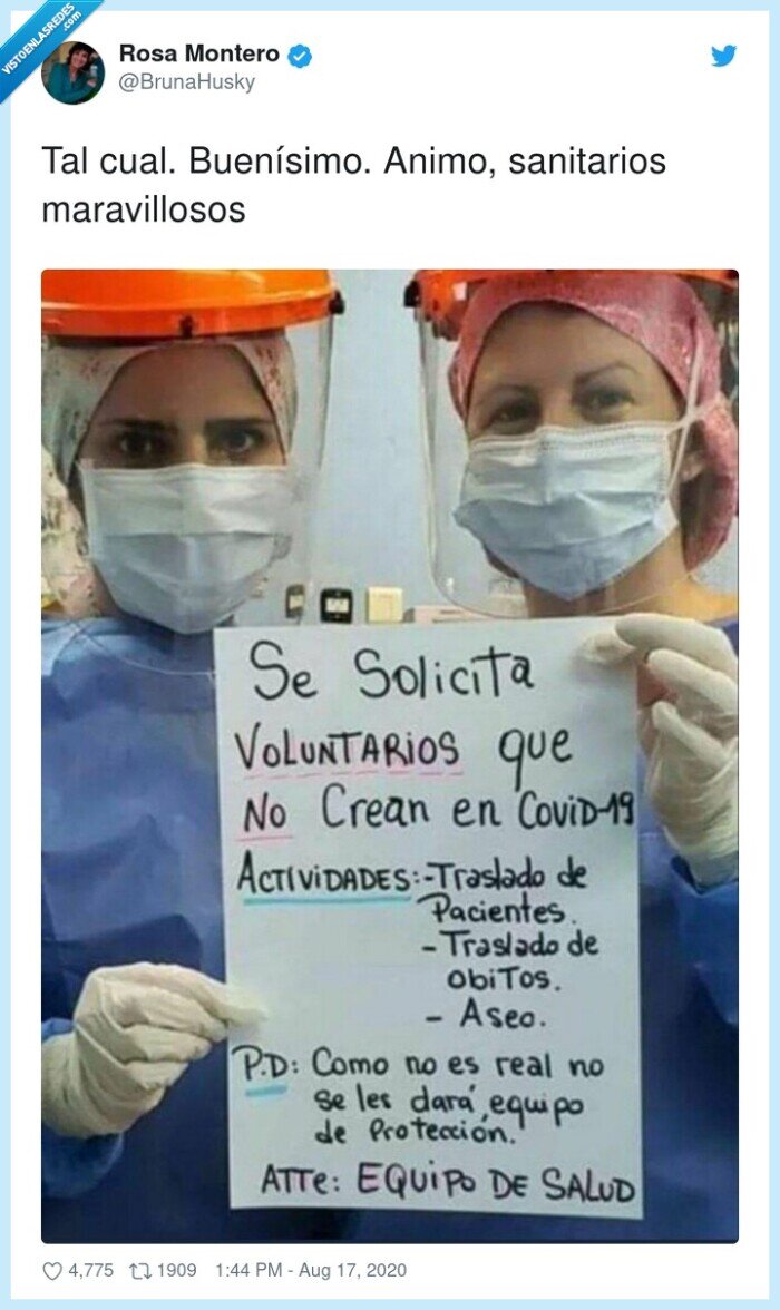 escépticos,covid,sanitarios,voluntarios