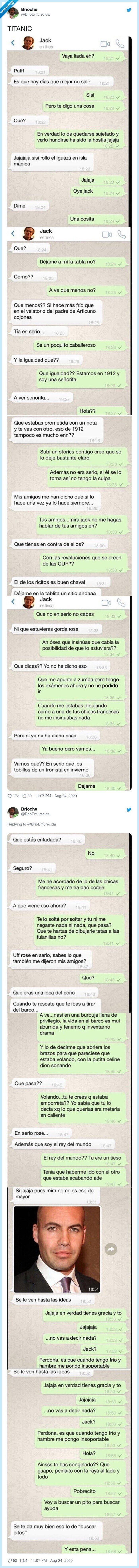 titanic,jack,rose,tablón,whatsapp,conversación