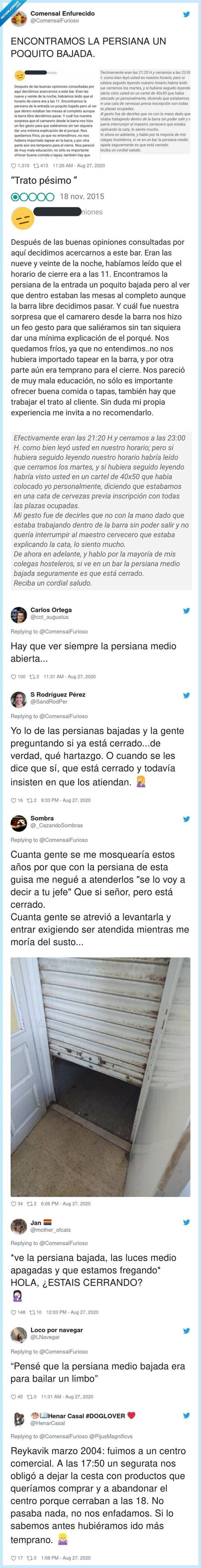 persiana,restaurante,camarero,respuesta,crítica