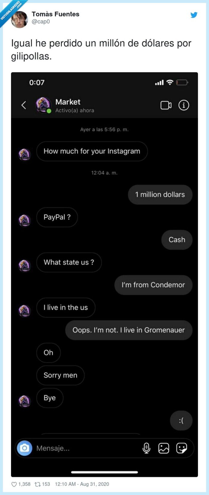 conversación,instagram,dinero,millón