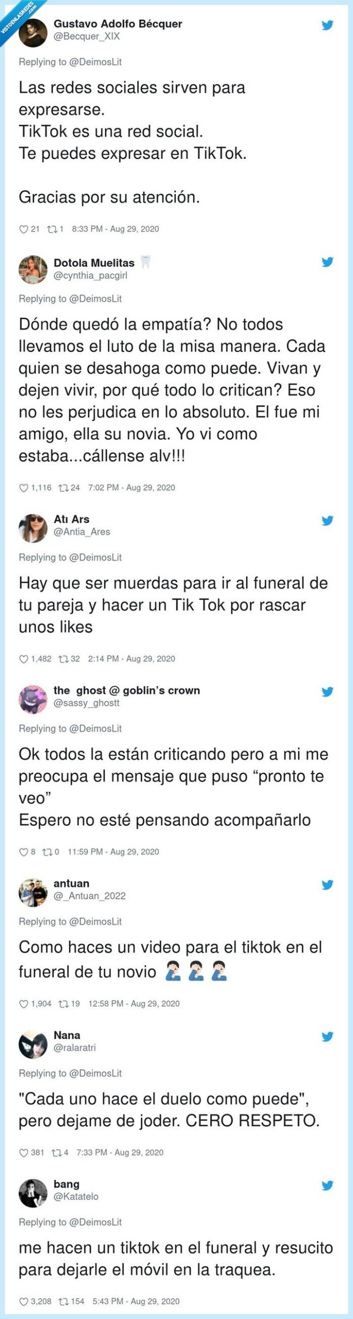 675212 - El lado más creepy de las redes sociales: una chica graba un TikTok en el funeral de su novio y se abre un intenso debate moral