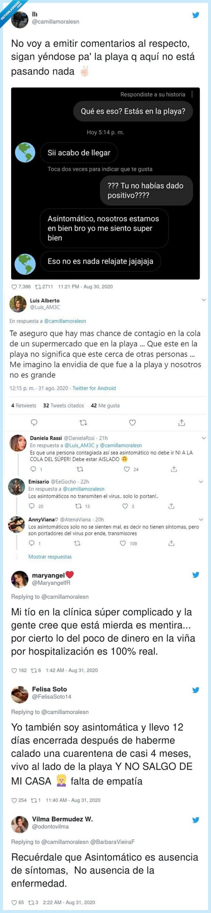 playa,asintomático,covid,coronavirus