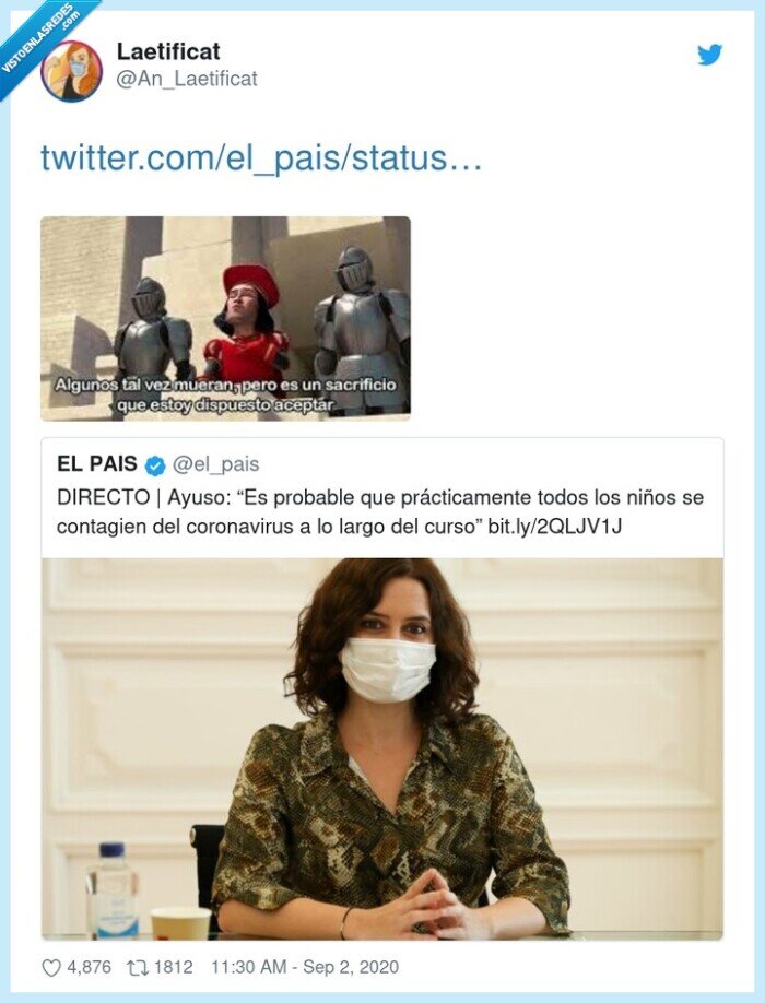 ayuso,príncipe,shrek,niños,pandemia,colegio