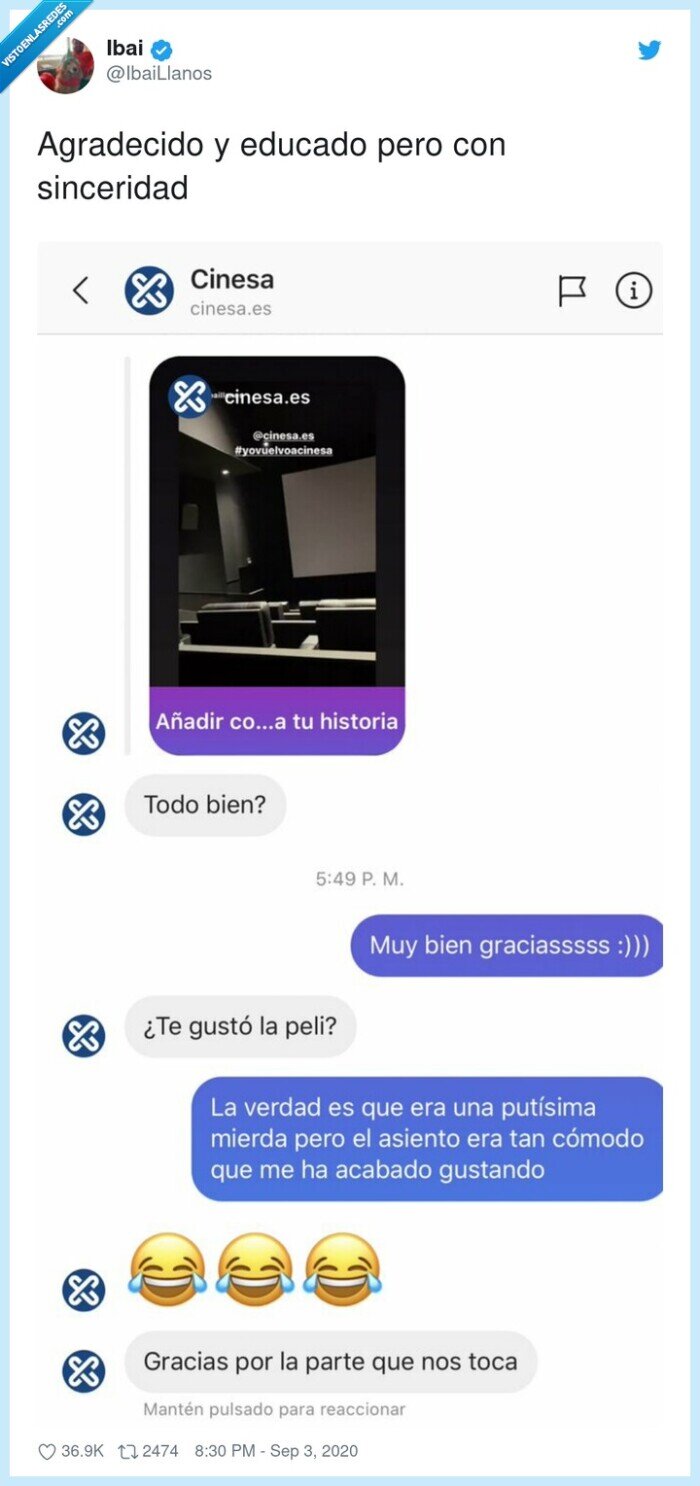 agradecido,sinceridad,educado,cinesa,ibai