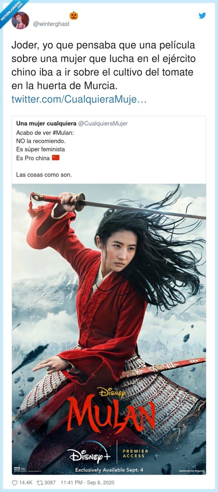 ejército,película,pensaba,cultivo,joder,huerta,mulan,china,feminista