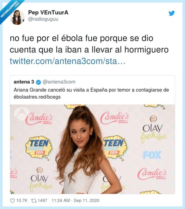 hormiguero,ébola,ariana grande