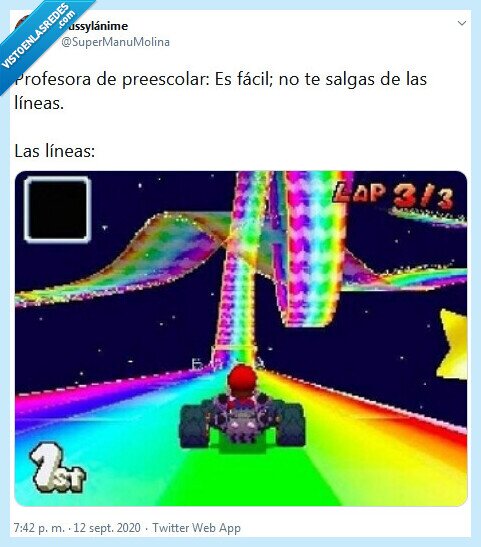 líneas,mario kart,preescolar,profesora
