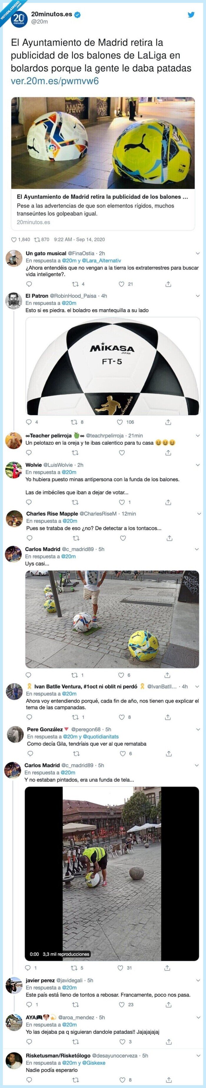 ayuntamiento,publicidad,bolardos,balones,patadas,madrid