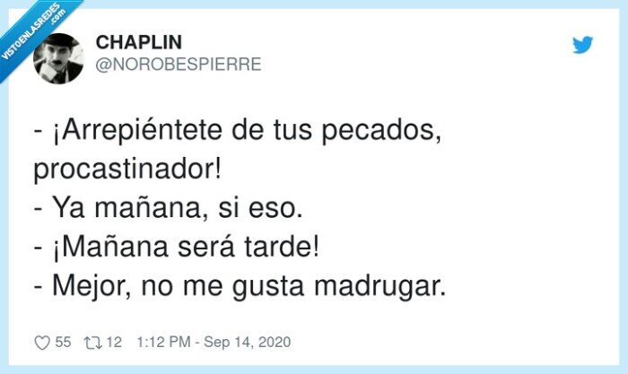 arrepiéntete,procastinador,pecados,mañana,madrugar