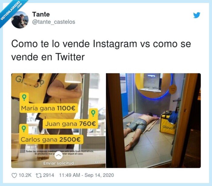 instagram,twitter,vender,glovo