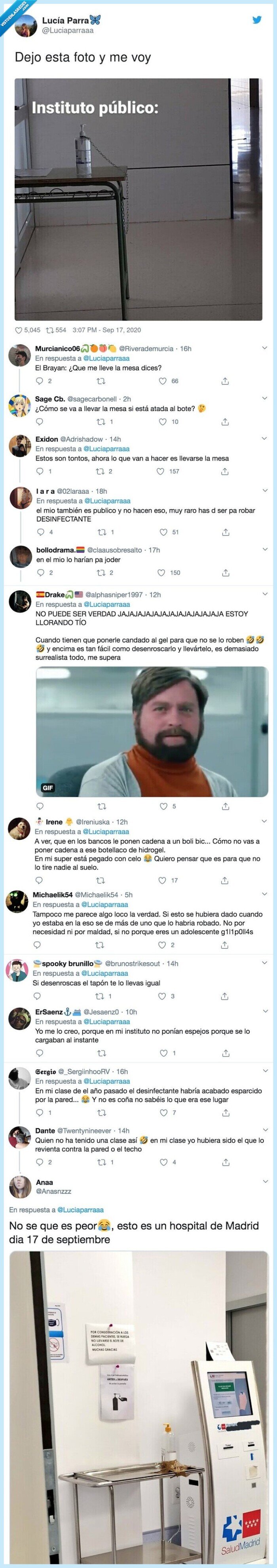 gel hidroalcohólico,colegio público