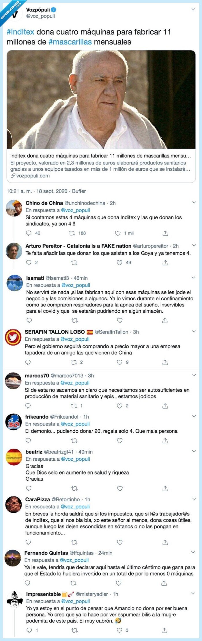 mascarillas,máquinas,amancio ortega,rajadas,inditex,fabricar,millones