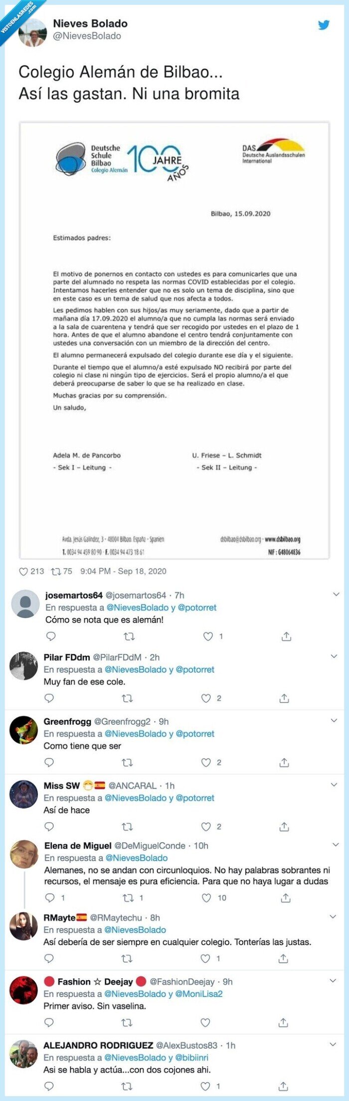colegio alemán,bilbao,coronavirus