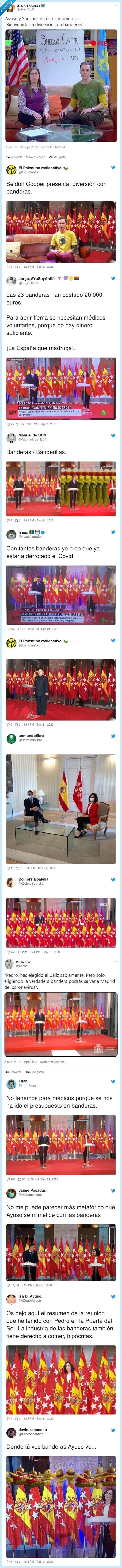 693077 - El ridículo con las banderas de Ayuso y Pedro Sánchez provoca una avalancha de memes a cada cual mejor