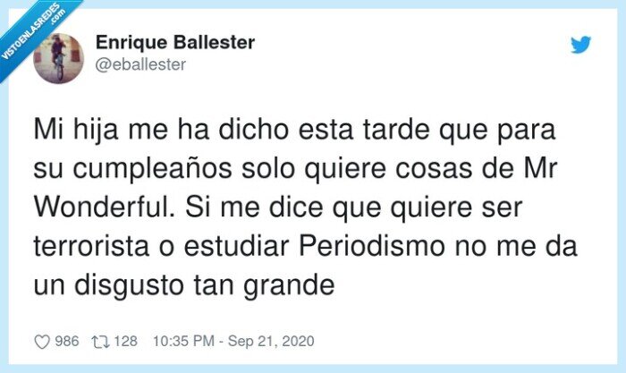 cumpleaños,periodismo,terrorista,wonderful,disgusto,estudiar