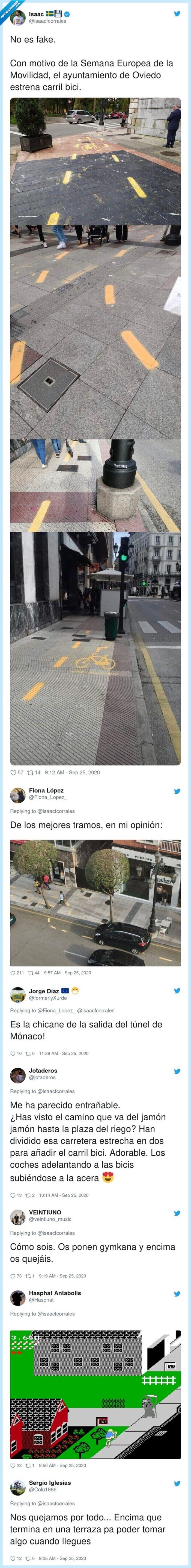 oviedo,carril,bici,imposible,obstáculos