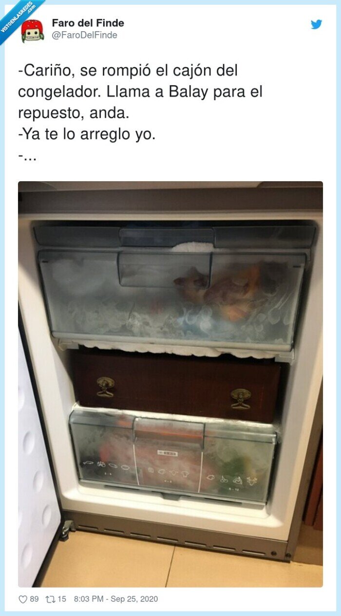 congelador,repuesto,cariño,rompió,arreglo,cajón