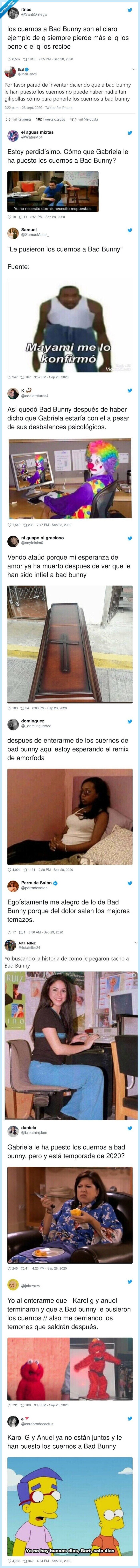 bad,bunny,gabriela,infidelidad,cuernos