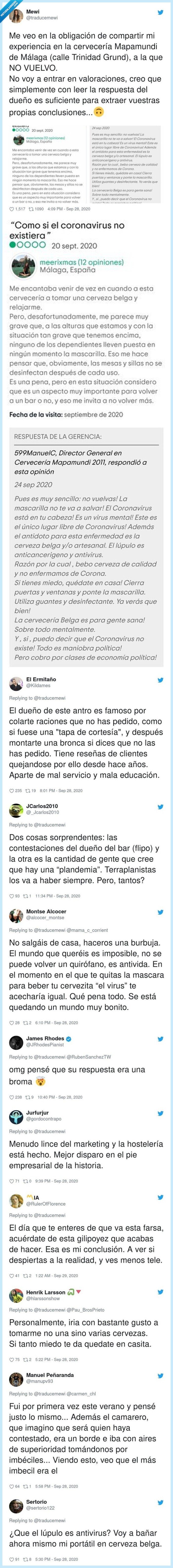 cervecería,málaga,coronavirus,respuesta,tripadvisor,dueño