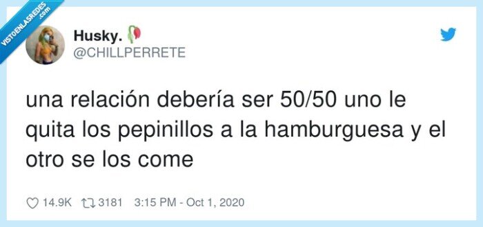 hamburguesa,pepinillos,relación,50/50