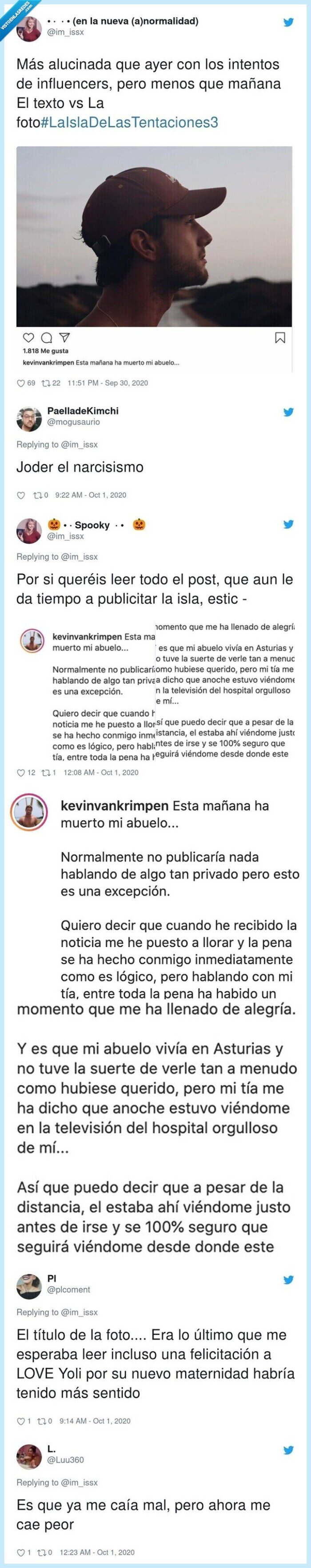 isla,tentaciones,kevin,concursante,post,instagram,abuelo