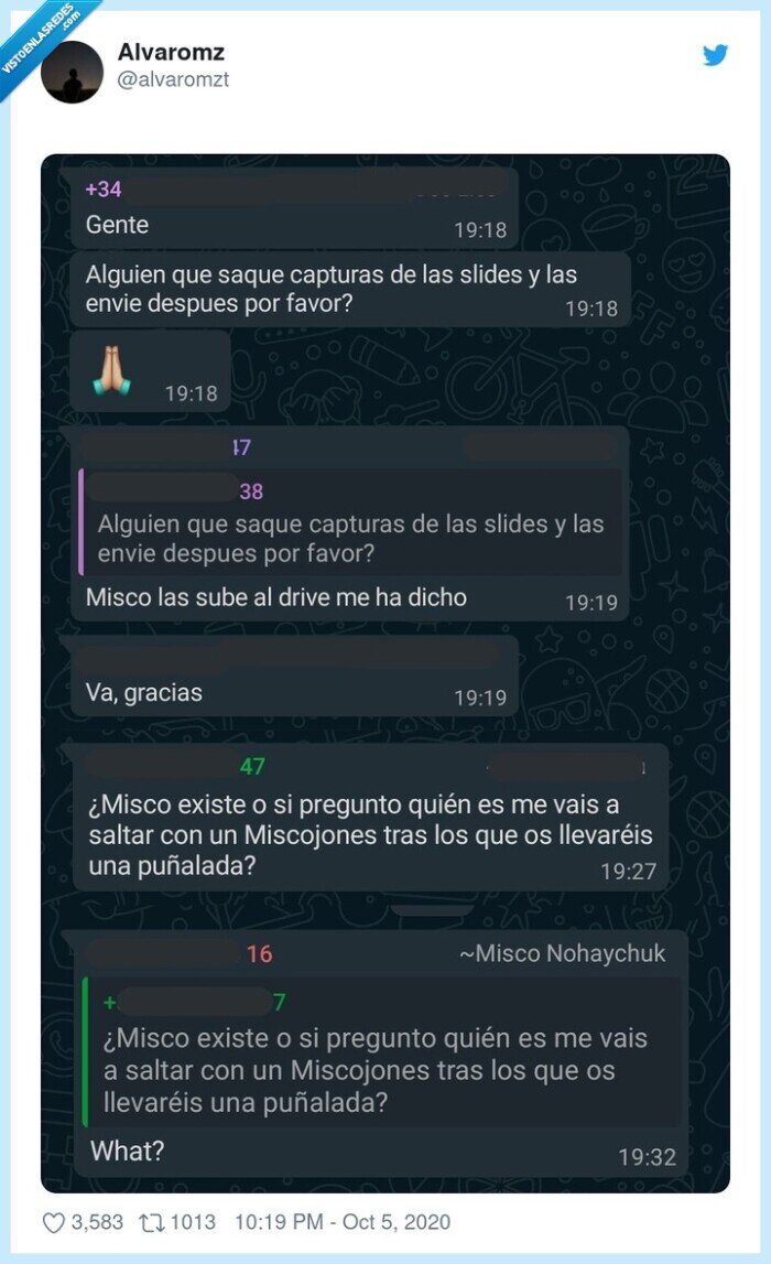 misco,apuntes,drive,broma,whatsapp,compañeros