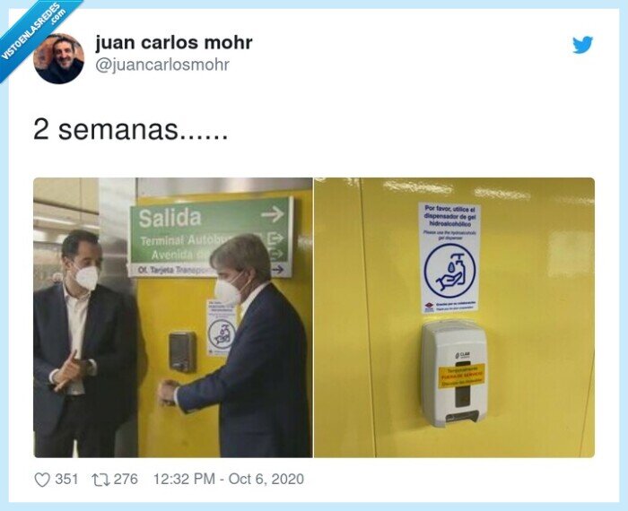 dispensador,gel,hidroalcohólico,metro,madrid,dos,semanas,fuera,servicio